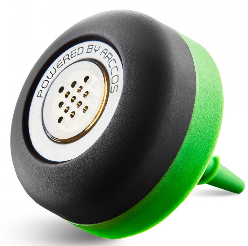 The Arccos Caddie App uses sensors like this, screwed into the end cap of golf club grips, to provide shot-by-shot data during a round of golf. SUBMITTED PHOTOS